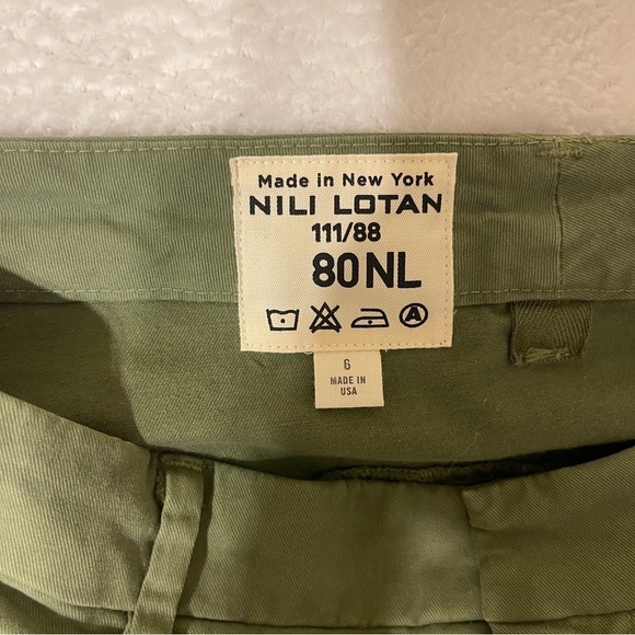 Nili Lotan Olive Green Twill Cropped Pants Women's Size 6 - Picture 3 of 9